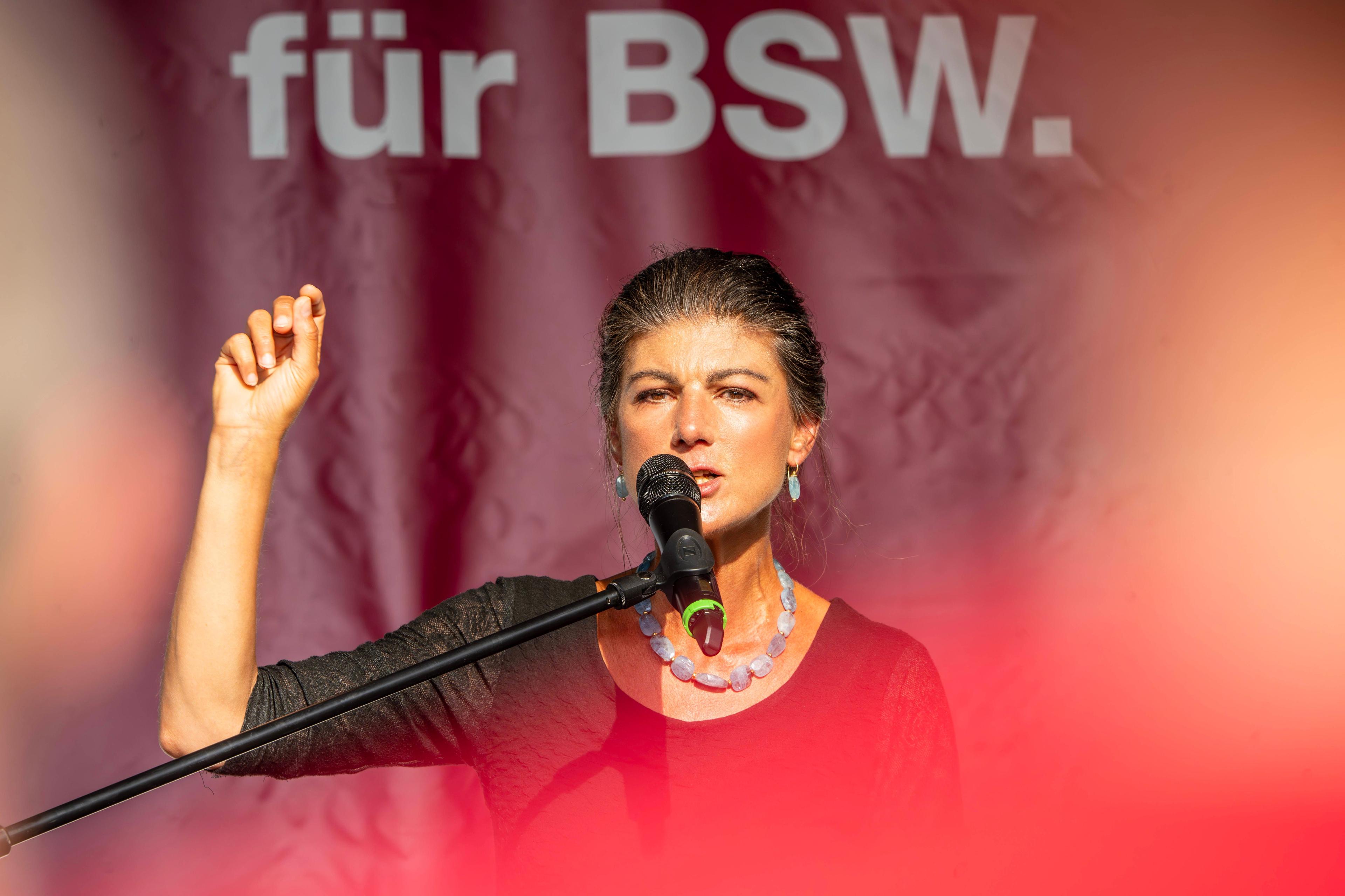 Namensgeberin Sahra Wagenknecht im Wahlkampf, Altenburg, 1. September 2024.